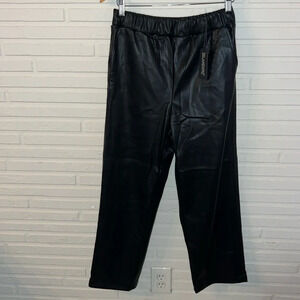 Blank NYC Black Faux Leather Wide Leg Pants, Women’s Size Medium